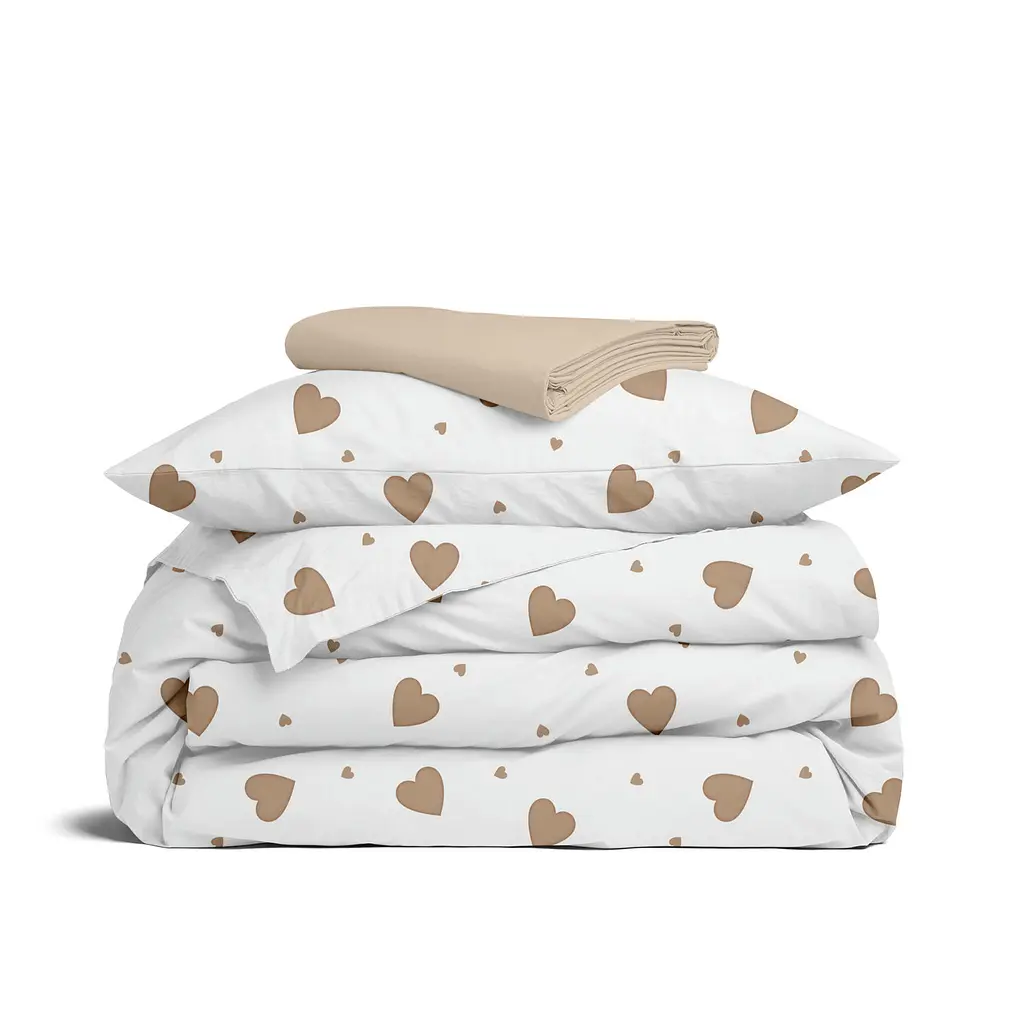 Дитяча постільна білизна в ліжечко BEIGE HEARTS CS1 COSAS (4822052399750)