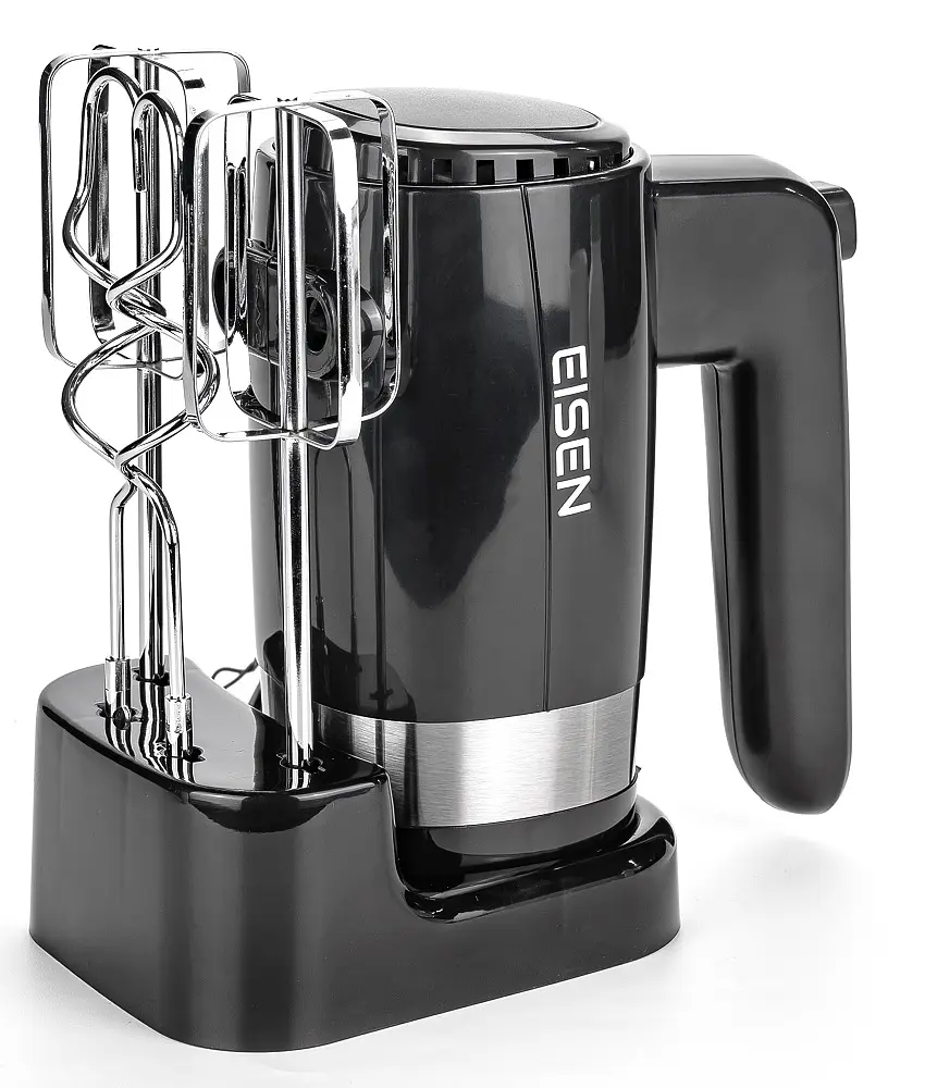 Миксер Eisen EHM-50, Black|Silver, 500W, ручной, 5 скоростей, венчики, крюки для замеса теста, подставка для насадок, защита от перегрева - фото 2