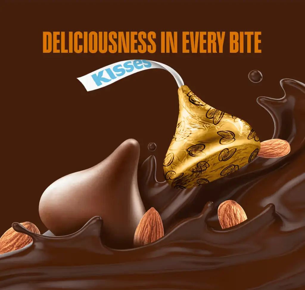 Шоколадні цукерки Hershey's Kisses Almonds Chocolate з мигдалем 100.8г - фото 3