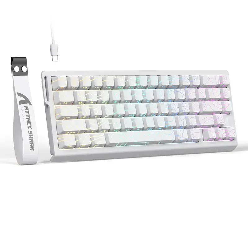 Ігрова магнітна клавіатура ATTACK SHARK X68 HE,RGB,Rapid Trigger, Білий - фото 2