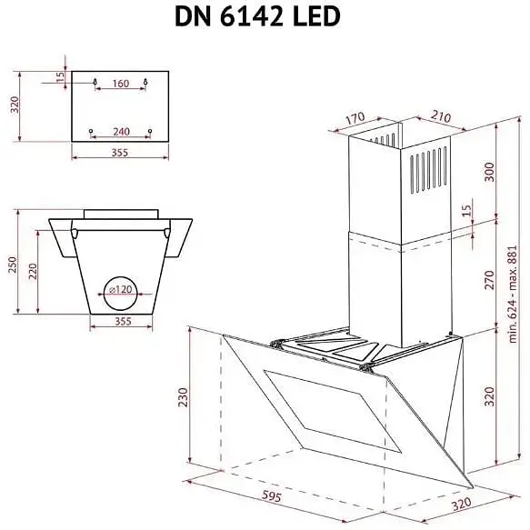 Вытяжка наклонная Perfelli DN 6142 BL LED - фото 10