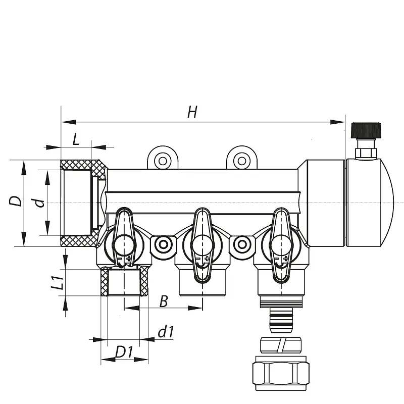 Колектор розподільний Koer 3-way з фітингом (40x20) PPR K0191.Pro KP2556 - фото 3