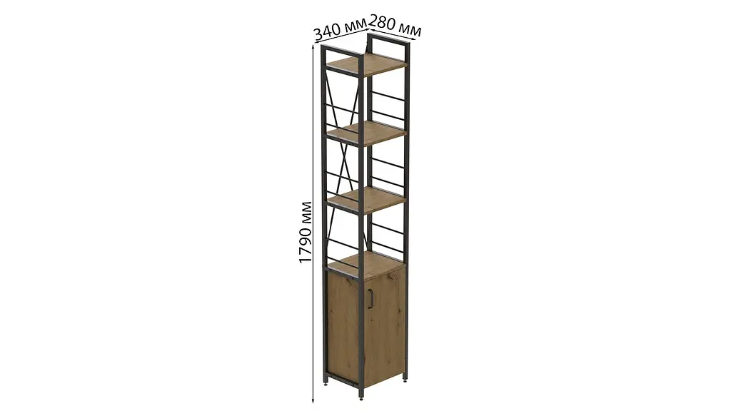 Этажерка 4/34 Ferrum-decor Серии Конект с тумбой 179x34x28 Черный ДСП Артизан (FRD-104468) - фото 3