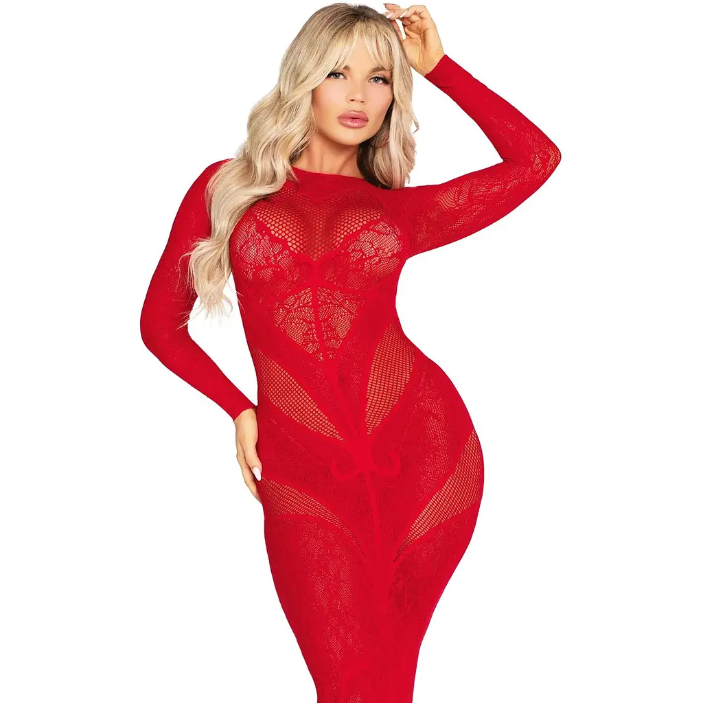Сукня Leg Avenue Lace and Net Bodycon Gown One Size - фото 5