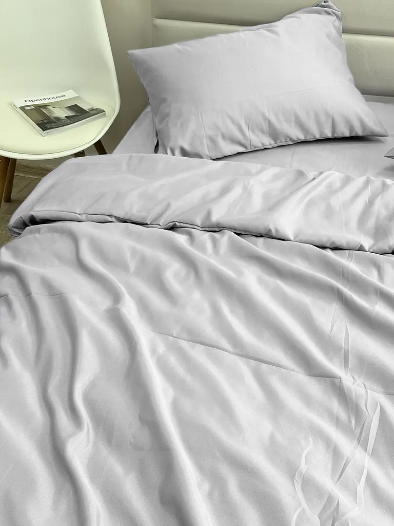 Комплект постільної білизни Ecotton Євро 210х220 см однотонний світло-сірий Light grey (25191)