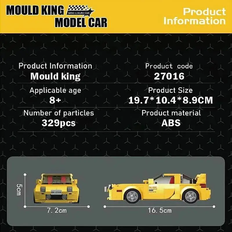 Набор для сборки Mold King Speed ​​Champions Mazda RX-7 FD3S с дисплеем, 27016 кубиков Initial D - фото 3