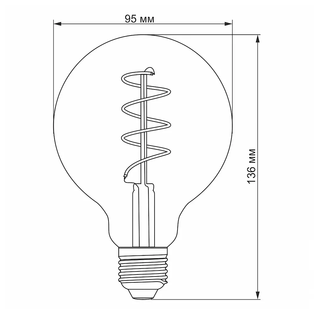 LED-лампа Videx Filament G95FASD 5W E27 2200K димована бронзова (25015-000) - фото 4