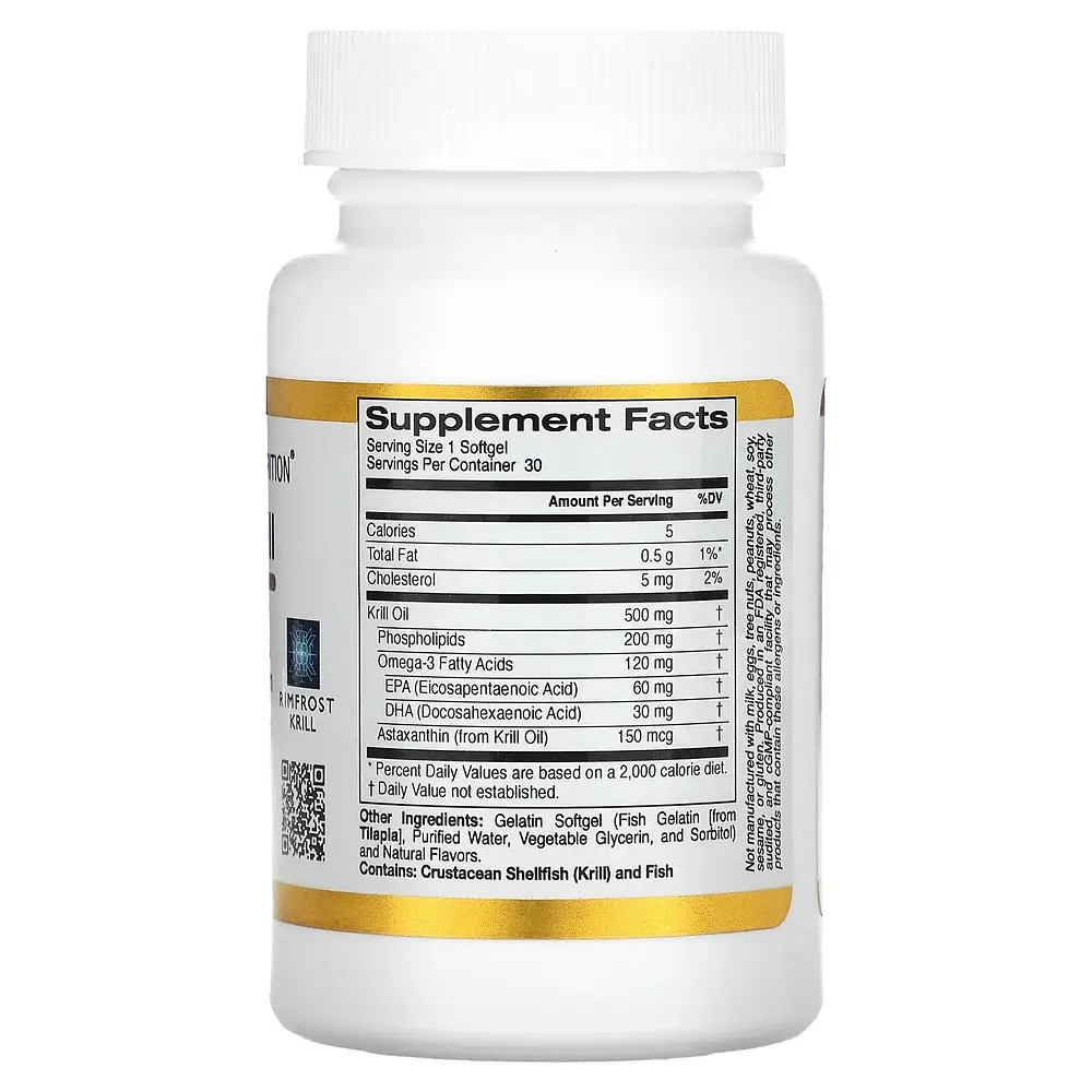 Омега 3 California Gold Nutrition Antarctic Krill Oil 500 mg, 30 капсул з оліЇ антарктичного криля - фото 2