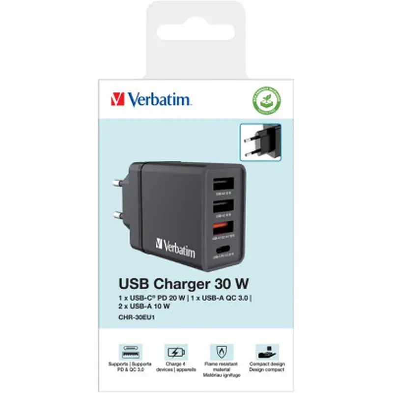 Зарядний пристрій Verbatim USB 30W PD3.0 4-ports black (49700) - фото 8