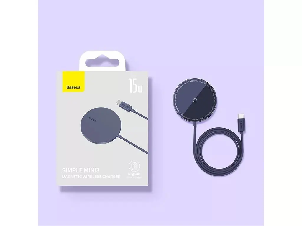 Беспроводное зарядное Baseus Simple Mini3 Magnetic Wireless Charger 15W CCJJ040205 - фото 4