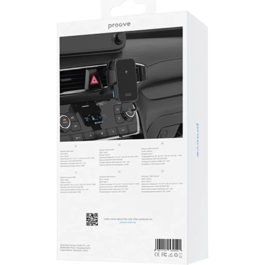 Автотримач із бездротовою зарядкою Proove Triple Clamp 15W Black (WHTC15010001) [136215] - фото 7