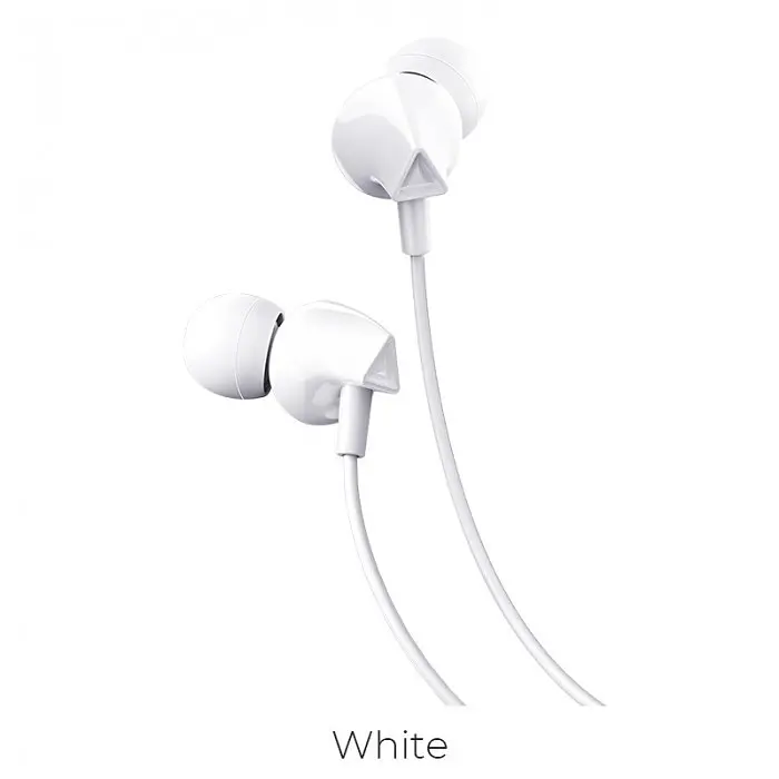 Проводные наушники вакуумные с микрофоном белые 1,2 м 3.5mm Hoco M60 Perfect Sound Universal - фото 2
