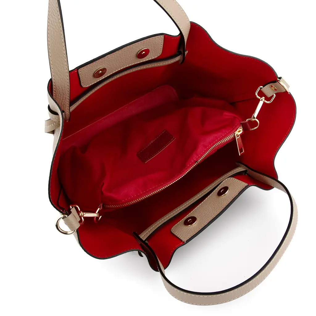 Сумка-шопер жіноча шкіряна Virginia Conti 03746 світлий тауп з косметичкою - фото 5
