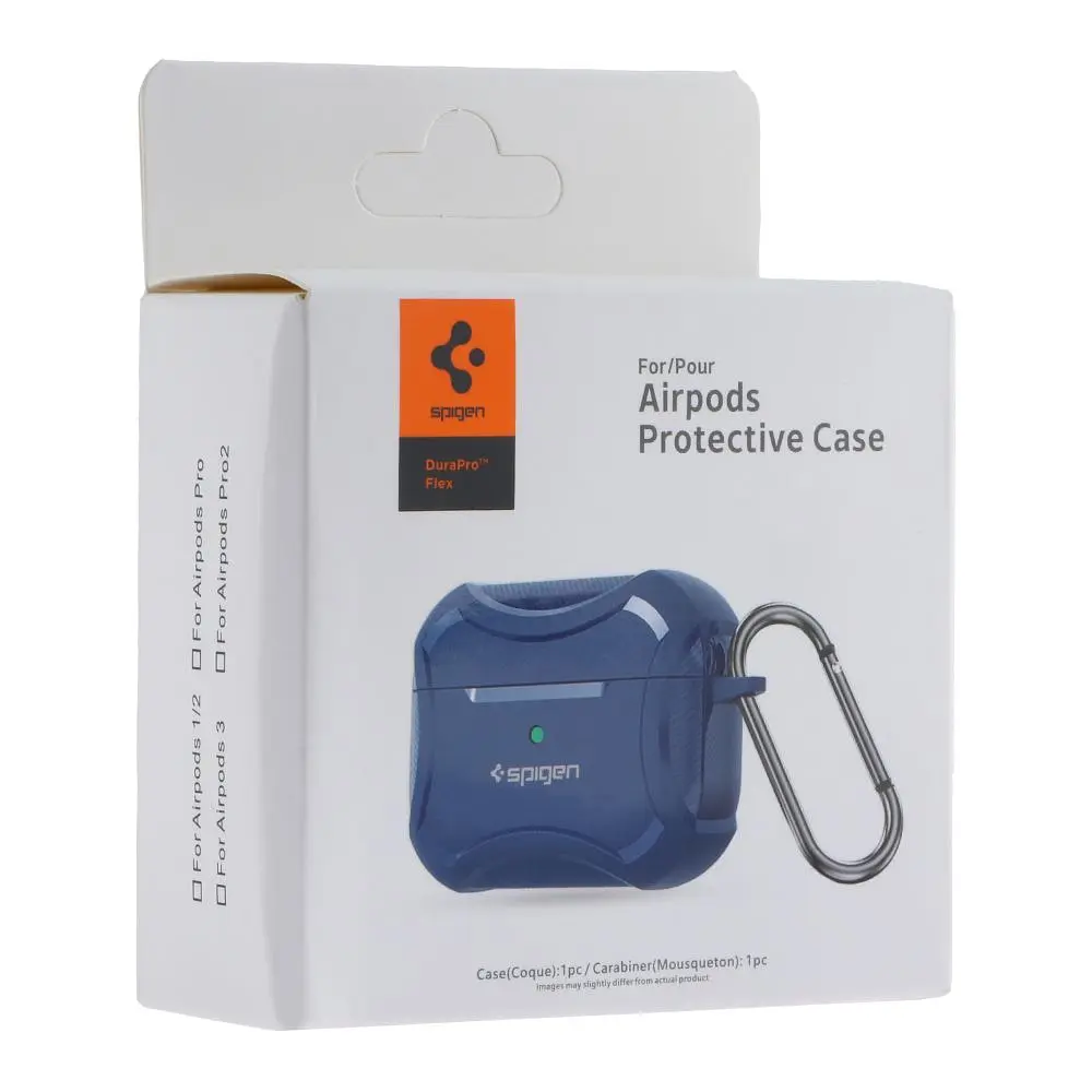 Футляр із карабіном Spigen DuraPro Flex Airpods 1/ Airpods 2 Blue (35267_3345633) - фото 2