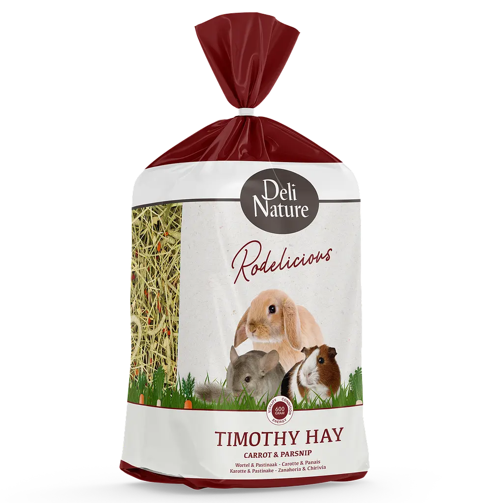 Сіно тимофіївки для гризунів Deli Nature Rodelicious Timothy Hay із морквою та пастернаком 600 г
