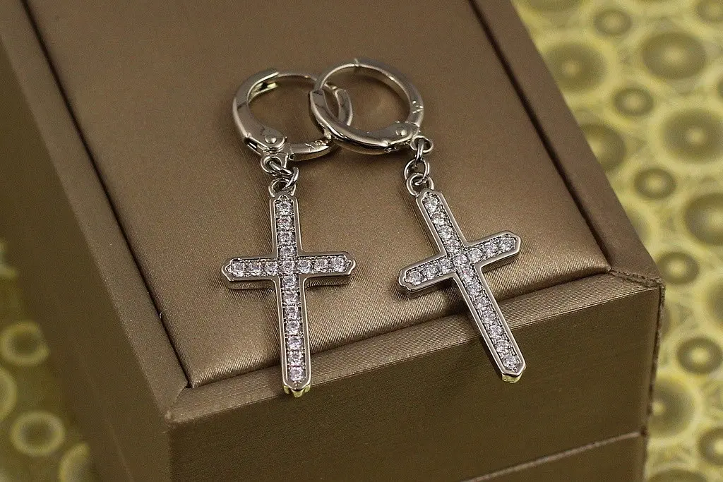Сережки підвіски Xuping Jewelry хрестики різдвяне сяйво 3,8 см сріблясті
