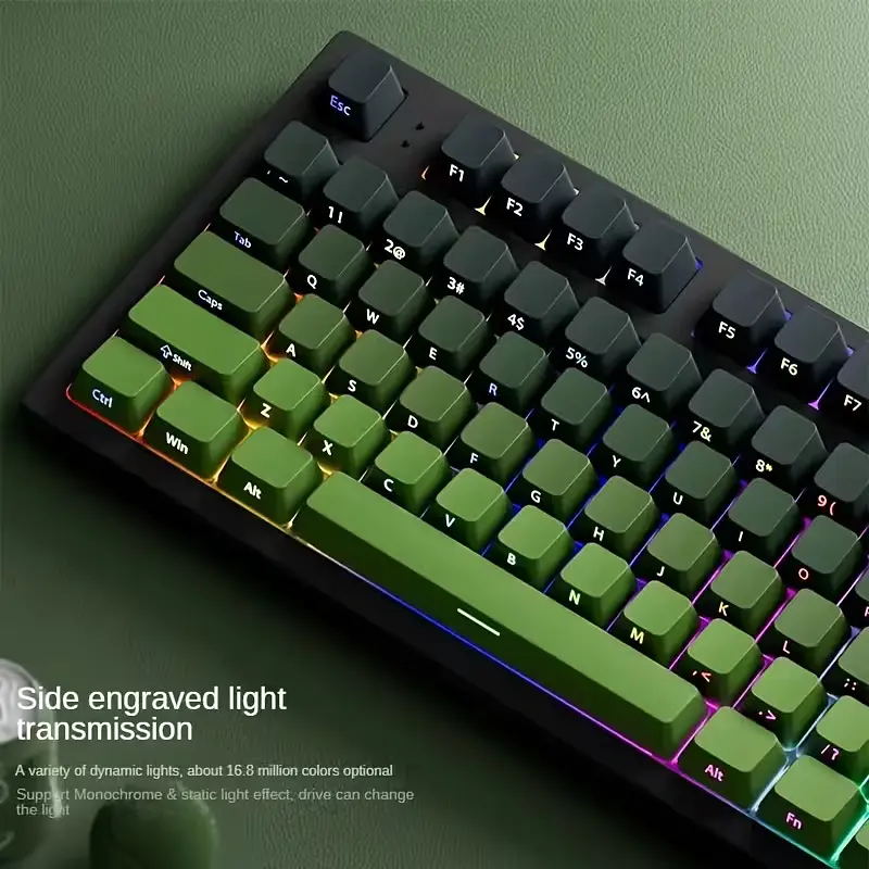 Набір кейкапів PBT Green Gradient (130+) / OEM-профіль, Зелений - фото 3