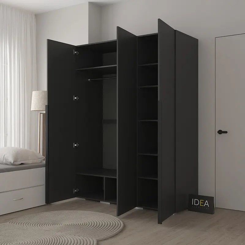 Шафа для одягу 3-дверна 150 см Idea Д-122 Антрацит - фото 2