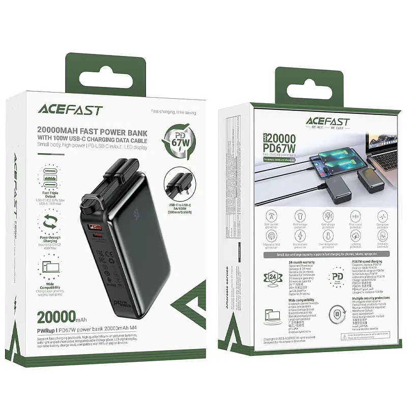 Портативное ЗУ Power Bank Acefast M4 PD67W 20000 mAh Black - фото 6