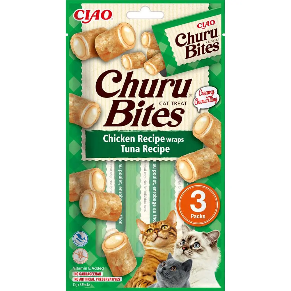 Ласощі для котів INABA Churu Bites подушечки курка та тунець 3 шт по 10 г