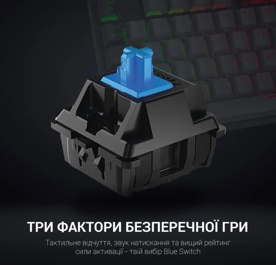 Клавиатура игровая механическая GamePro GPMK-105 Black USB Blue Switch - фото 10