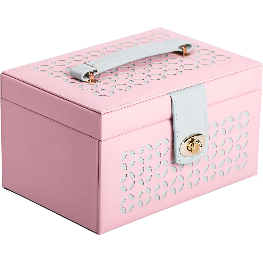 Кейс-скринька Yiwu для прикрас на кнопці 22.5x15.5x13 см рожевий HP-5-17P - фото 7