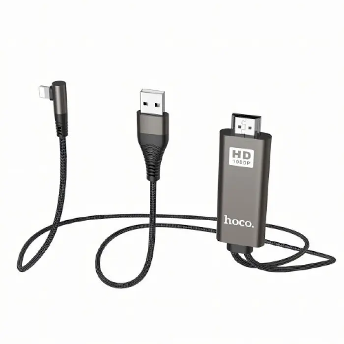Кабель адаптер HOCO UA14, Lightning HDMI USB, довжина 2 м, передача зображення, підтримка HD - фото 4