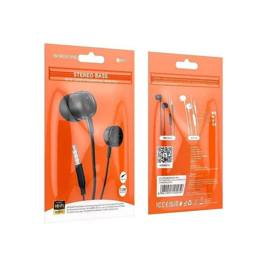 Навушники Borofone BM77 Ascending universal headset with microphone чорні - фото 3