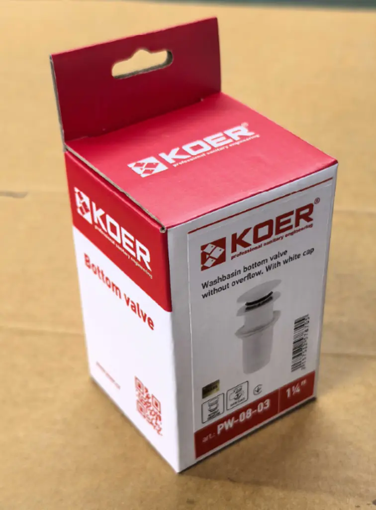 Донний клапан для раковини Koer PW-08-03 без переливу автоматичний Click-Clack 1 1/4″ Білий KR5787 - фото 8