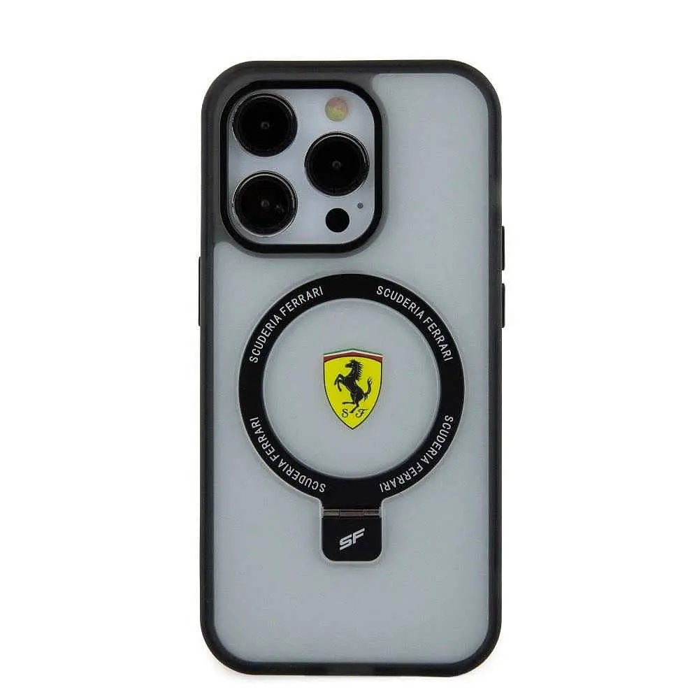Чехол Ferrari Ring Stand MagSafe для iPhOne 15 Pro Max Черный/прозрачный (57983116751) - фото 3