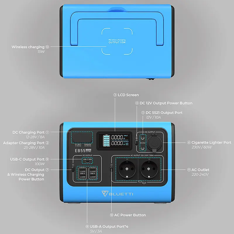 Зарядная электростанция Bluetti EB55 150000mAh 700W - фото 5