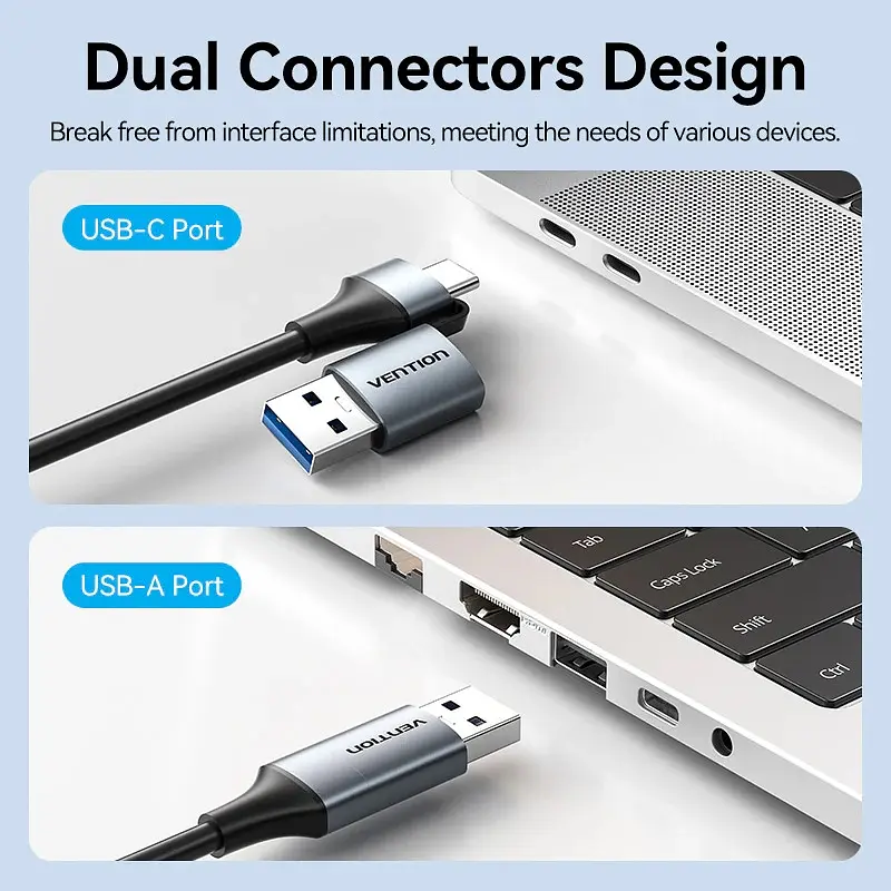 Перехідник USB 3.1 Type-C --> Ethernet RJ45 1000Mb +USB-A adapter сірий Aluminum Alloy Type Vention - фото 8
