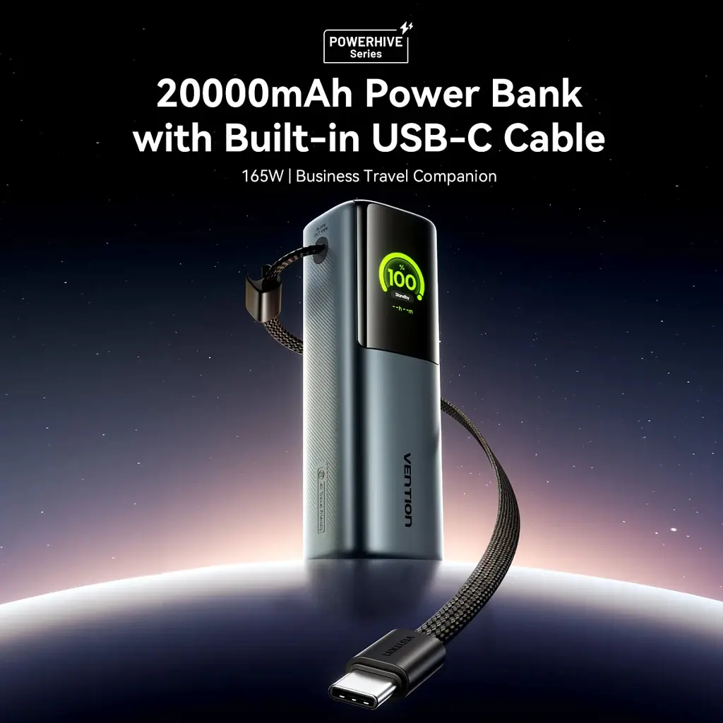 Батарея універсальна Vention 20000 mAh 165W Gray TFT Display Type (FKFH0) - фото 5