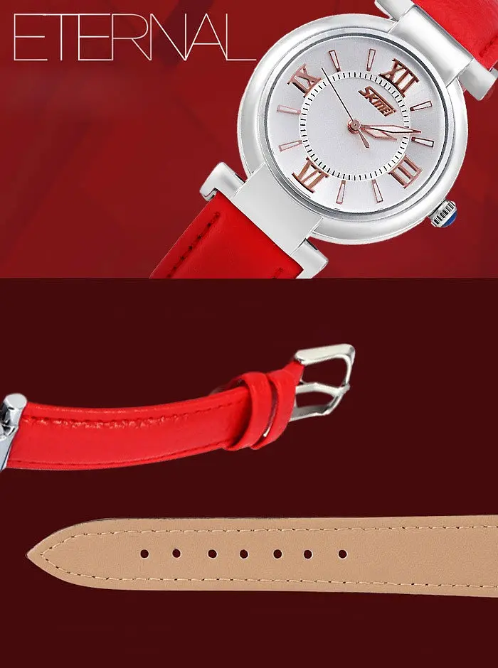 Класичний жіночий годинник Skmei 9075 Elegant (Червоний) - фото 7