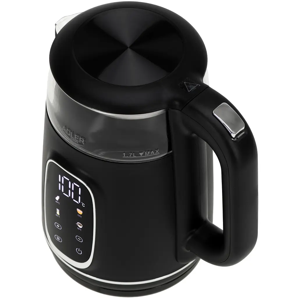 Електрочайник Adler AD 1305 black silver 1850-2200 Вт 1.7 л скло встановлення температури - фото 2
