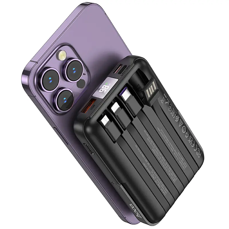 Портативний ЗП Power Bank Hoco J135 Rico 22.5W+PD20W з Бездротовий зарядний пристрій 10000 mAh Black - фото 4