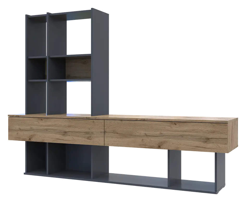 Стінка у вітальню Doros Нота Графіт/Дуб Евок 195х42х147 см (44900207) - фото 2