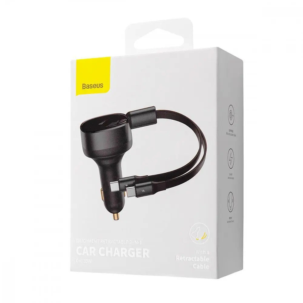 АЗП Baseus Enjoyment 33W + Retractable 2хType-C Cables - фото 2
