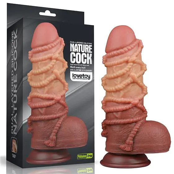 Фалоімітатор - Dual-Layered Silicone Cock With Rope 9.5" Flesh #2 - фото 4