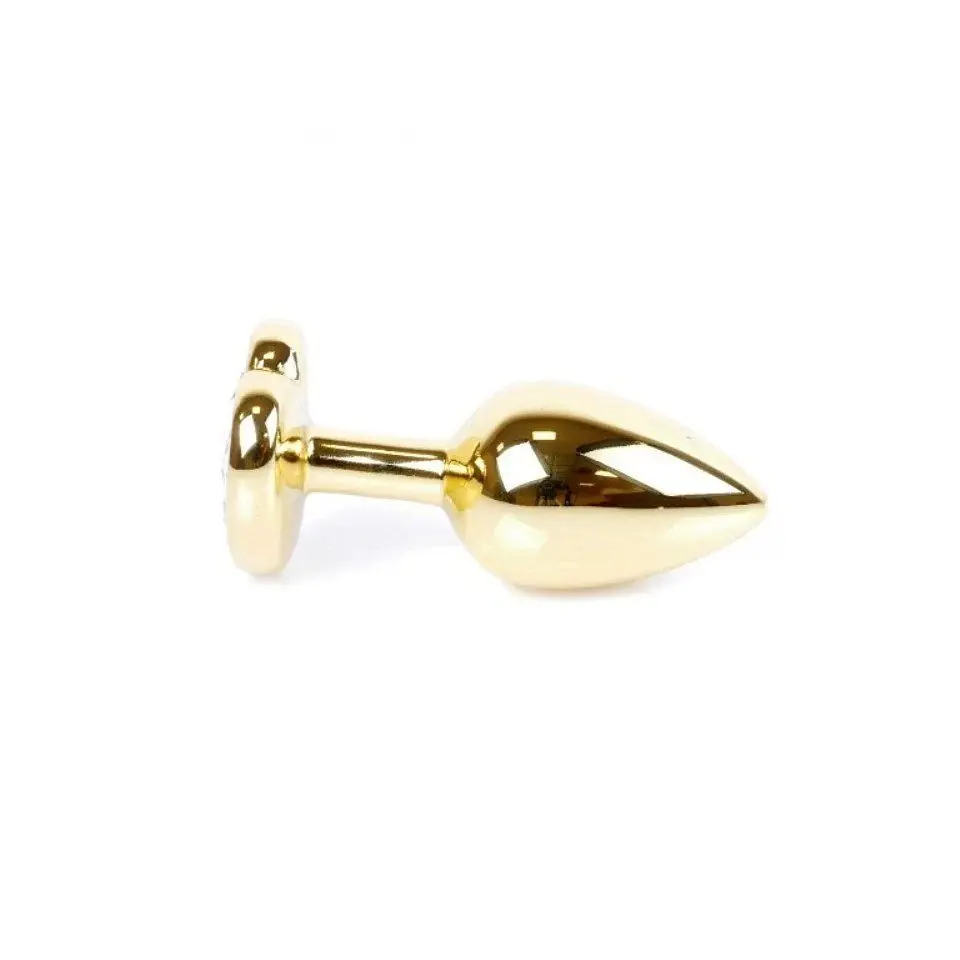 Анальна пробка з кристалом B-Series Jewellery Gold Heart Plug Light Blue, 7х2,7 см, блакитний - фото 3