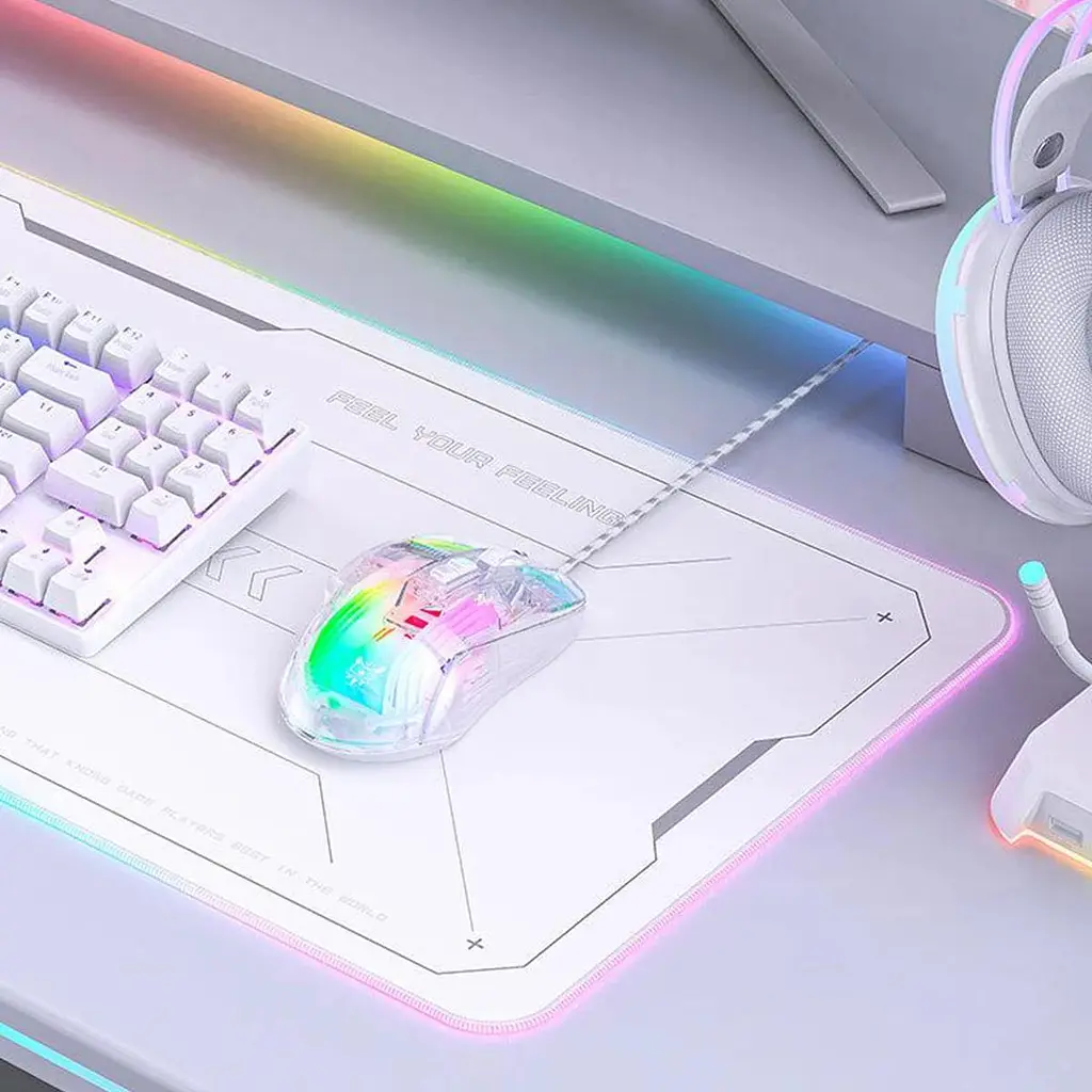 Компьютерная мышка Onikuma игровая проводная для ПК C93 RGB подсветка 12800 DPI для ноутбука прозрачный корпус - фото 9