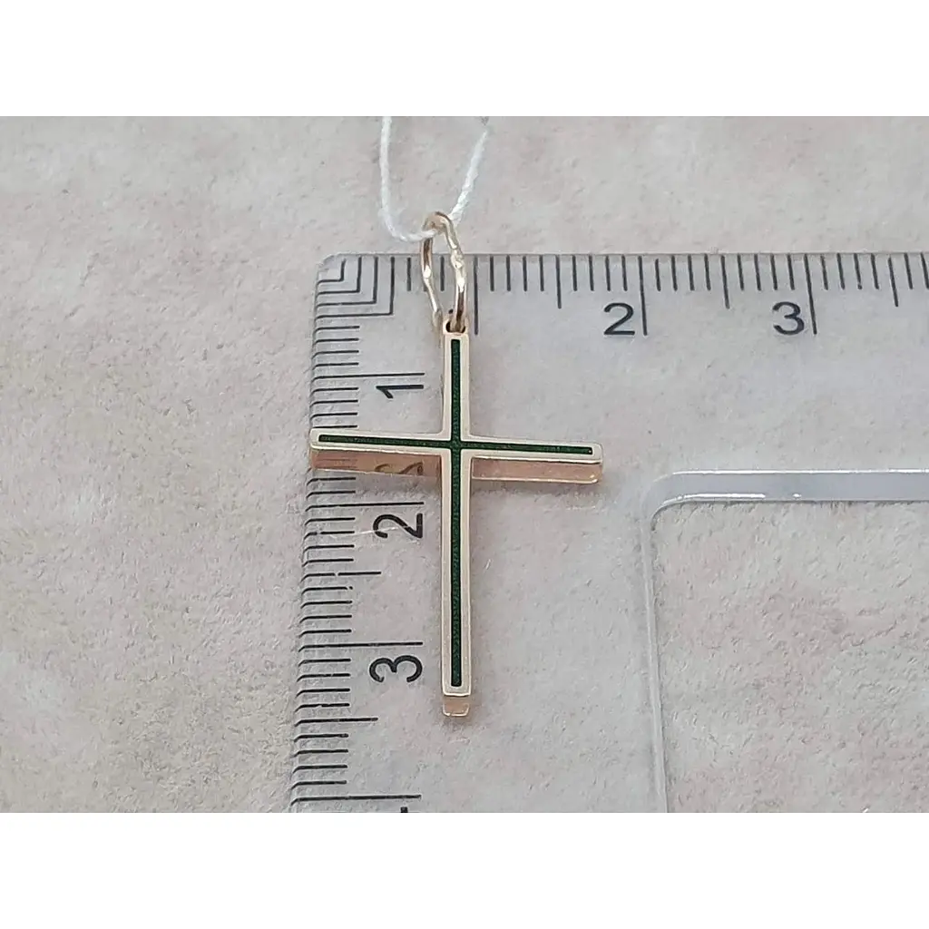 Золотий хрестик Харківська ювелірна фабрика з емаллю. 11589-ЕЗЕЛ - фото 3