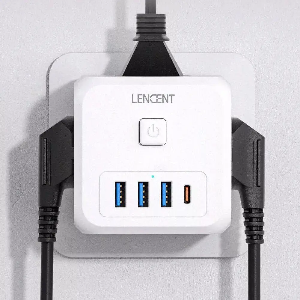 Мережевий фільтр, трійник LENCENT | 3 розетки | 3 USB порта | 1 Type-С | швидка зарядка - фото 4