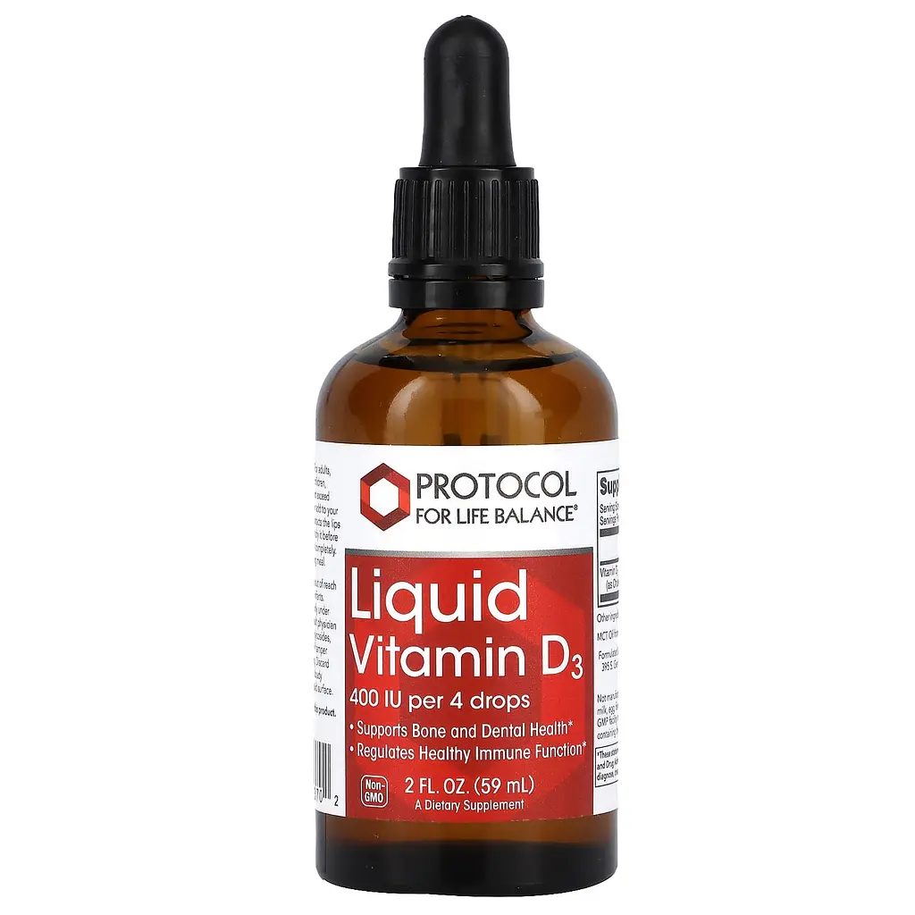 Вітамін D3, Liquid Vitamin D3, рідкий, 400 МО, 59 мл Protocol For Life Balance vit0003264