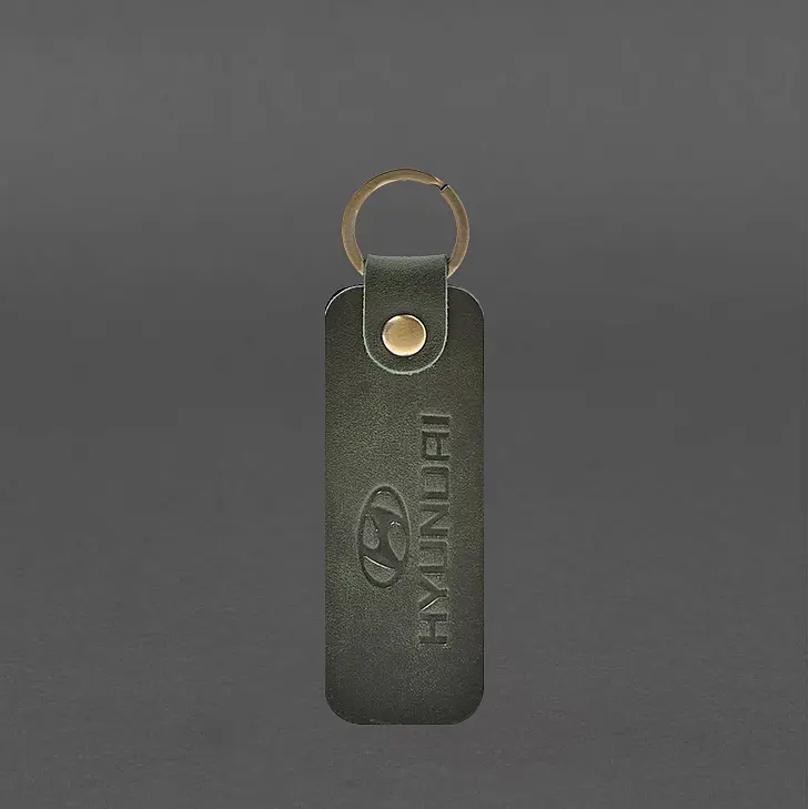 Шкіряний брелок для Авто Hyndai зелений Crazy Horse - фото 4