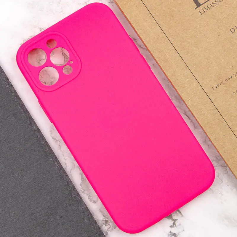 Чохол Silicone Case Full Camera Protective AA NO LOGO для Apple iPhone 12 Pro Max 6.7 Рожевий/Barbie pink - фото 4