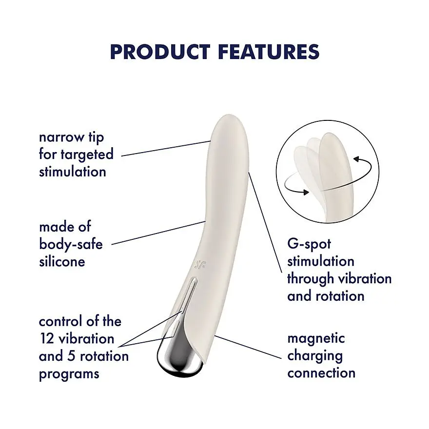 Вібратор точки G з обертанням Satisfyer Spinning Vibe 1 Beige, 2 мотори - фото 7