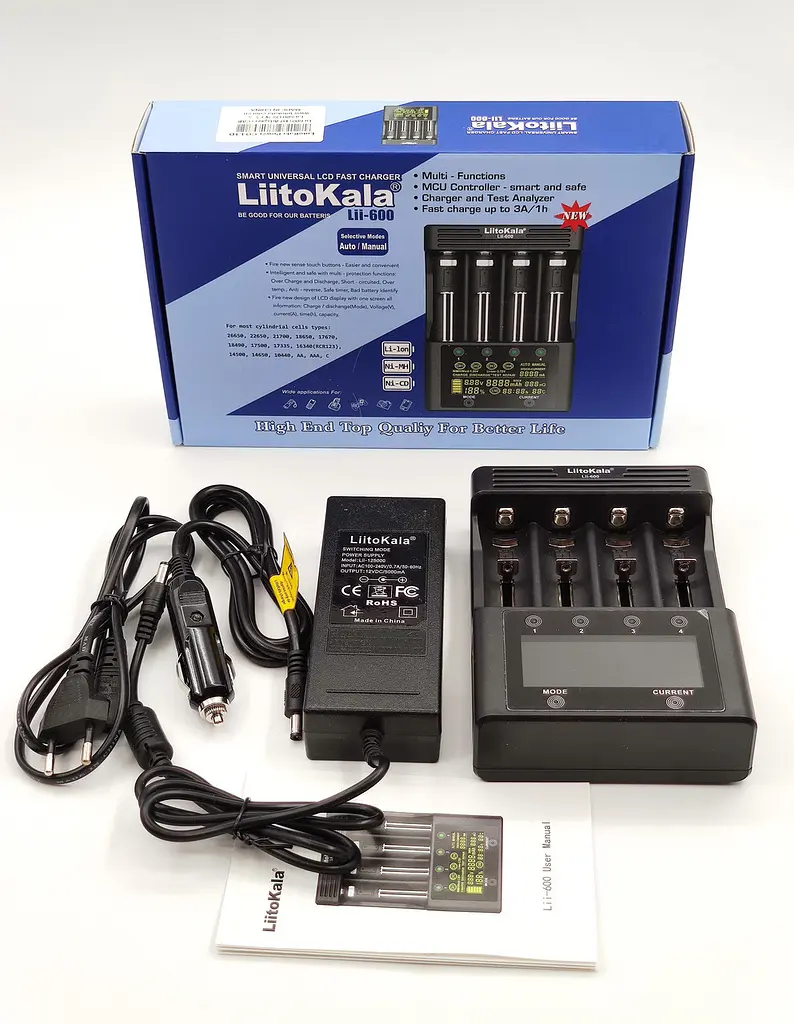 Заряднoe устройство Liitokala Lii-600 на 4 канала (для Ni-MH, Ni-CD, Li-Ion) с блоком питания и автоадаптером - фото 6