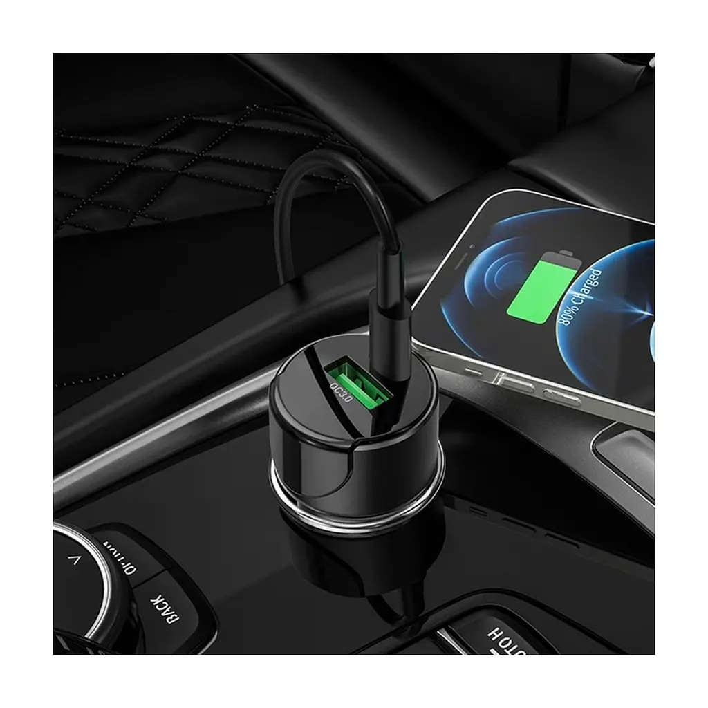 Зарядний пристрій HOCO 1xUSB-C PD20W + 1xUSB QC3.0 car adapter Z42 black (6931474742544) - фото 8