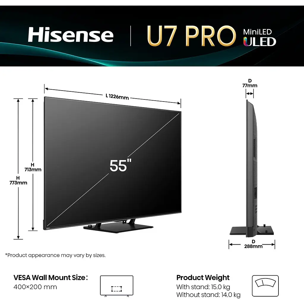 Телевизор Hisense 55U7Q Pro 55` Mini-LED UltraHD 4K (20016204) EU [147934] - фото 8
